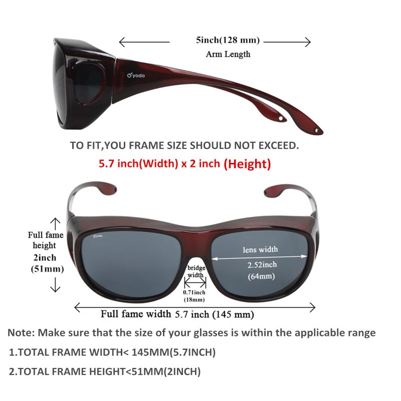 yodo Fit Over Glasses Sunglasses with Polarized Lenses for Men and Women,Burgundy - Image 3